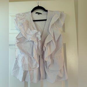 Lulus White Ruffle Peplum Top